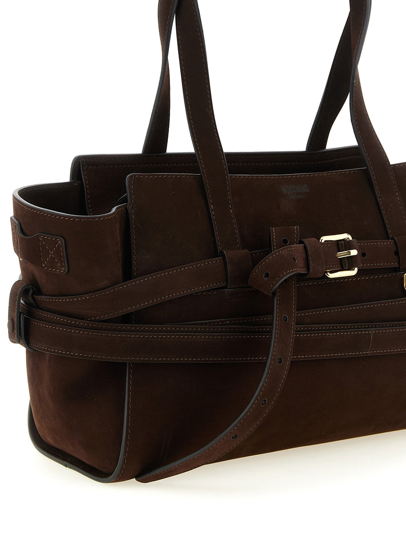Moschino Brown Calfskin Handbag - Tie Me Collection
