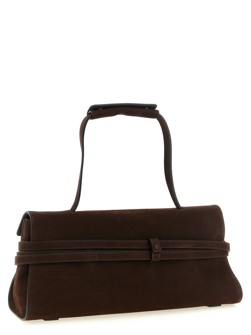 Moschino Brown Calfskin Shoulder Bag - Tie Me Collection
