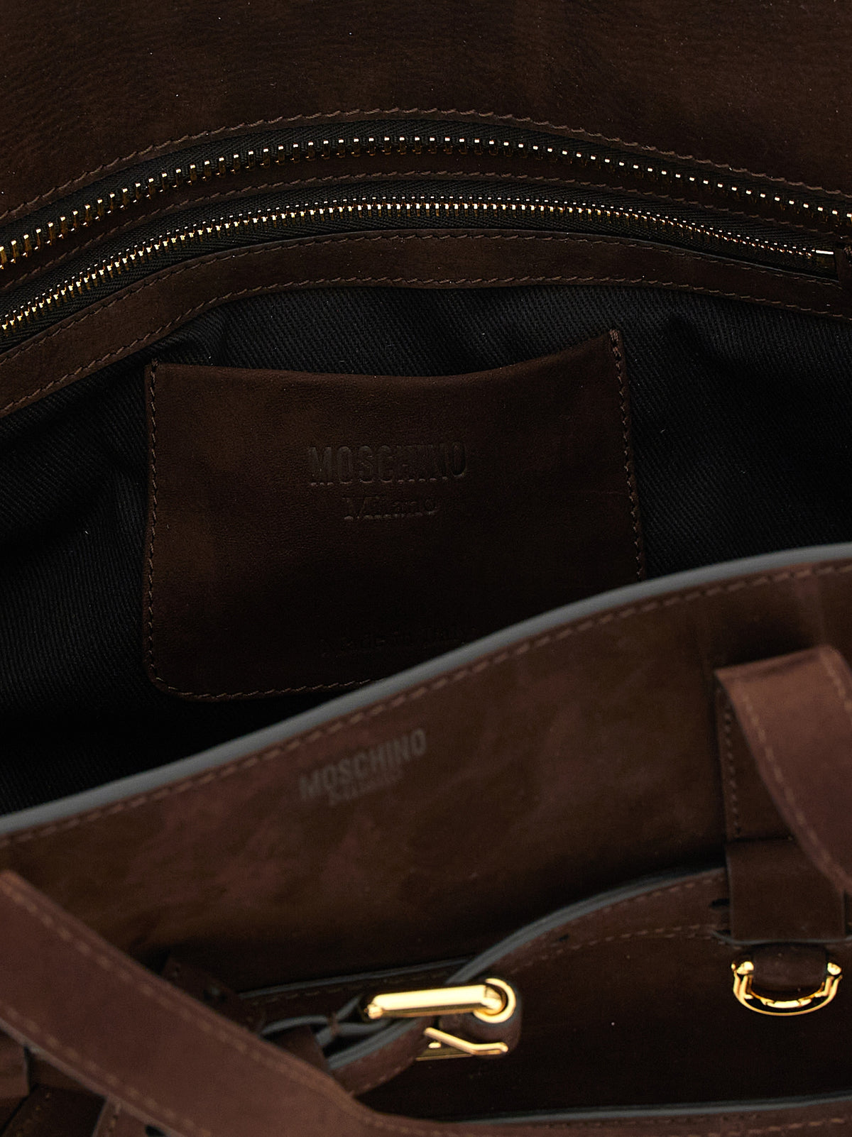 Moschino Brown Calfskin Handbag - Tie Me Collection