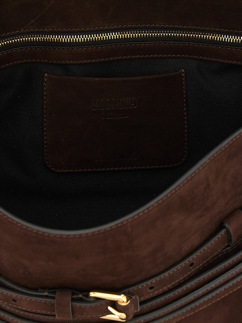 Moschino Brown Calfskin Shoulder Bag - Tie Me Collection