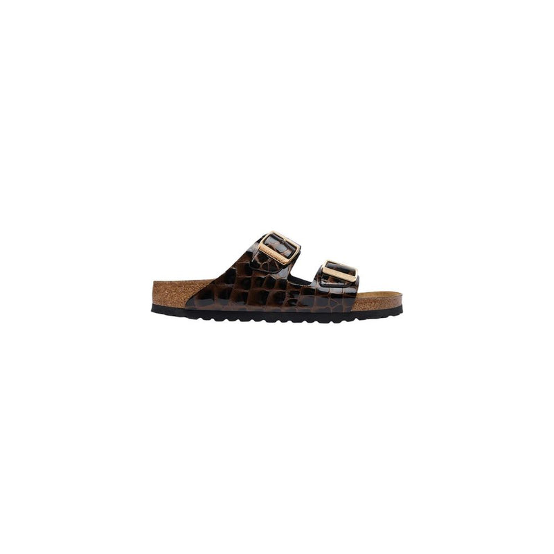 Birkenstock Arizona Emboss Animal Black Leather Flat Sandals
