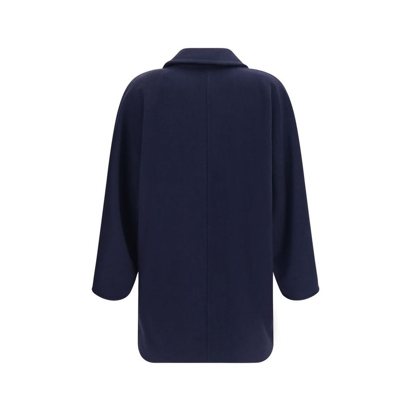 Max Mara Blue Wool Oves Aries Full-Length Jacket