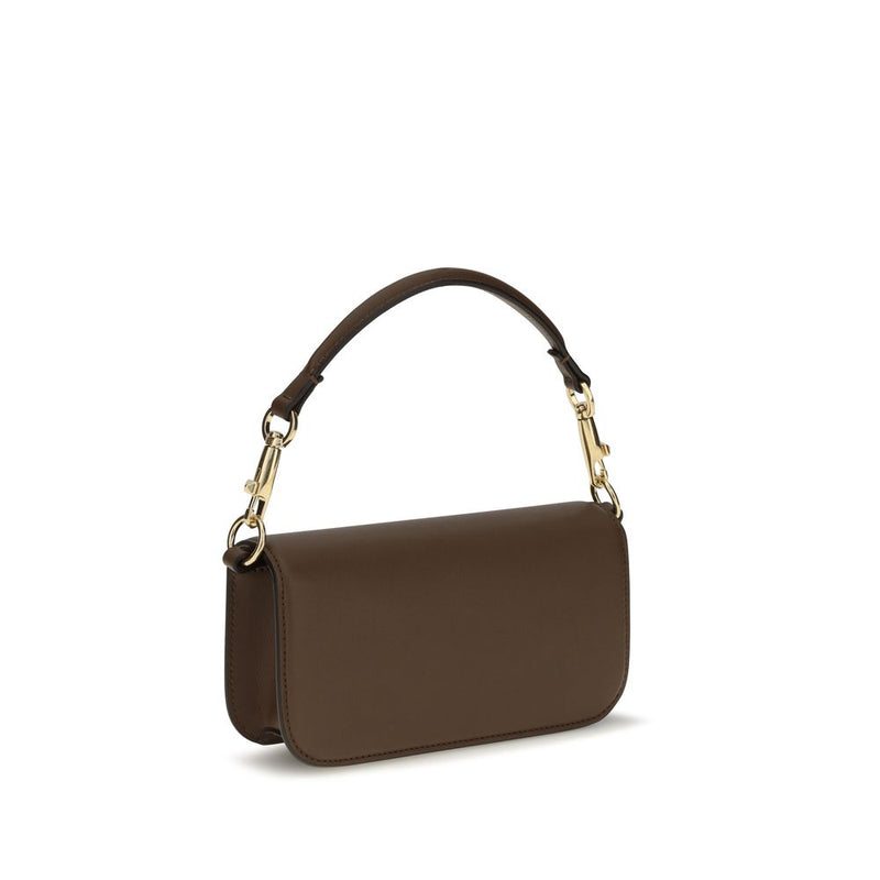 Valentino Garavani Mini Locò Brown Calf Leather Shoulder Bag