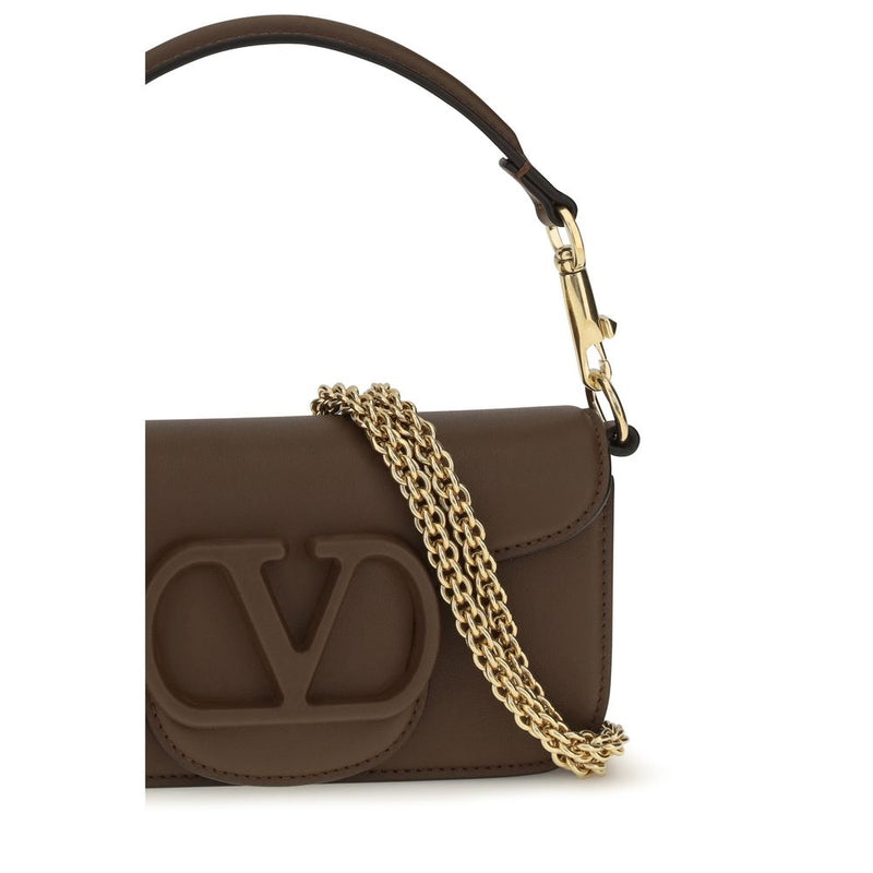 Valentino Garavani Mini Locò Brown Calf Leather Shoulder Bag