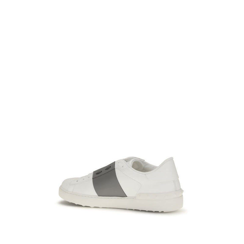 Valentino Garavani Silver Calf Leather Bos Taurus Low Top Sneakers