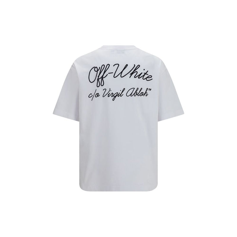 Off-White White Cotton T-Shirt - Script Logo Skate
