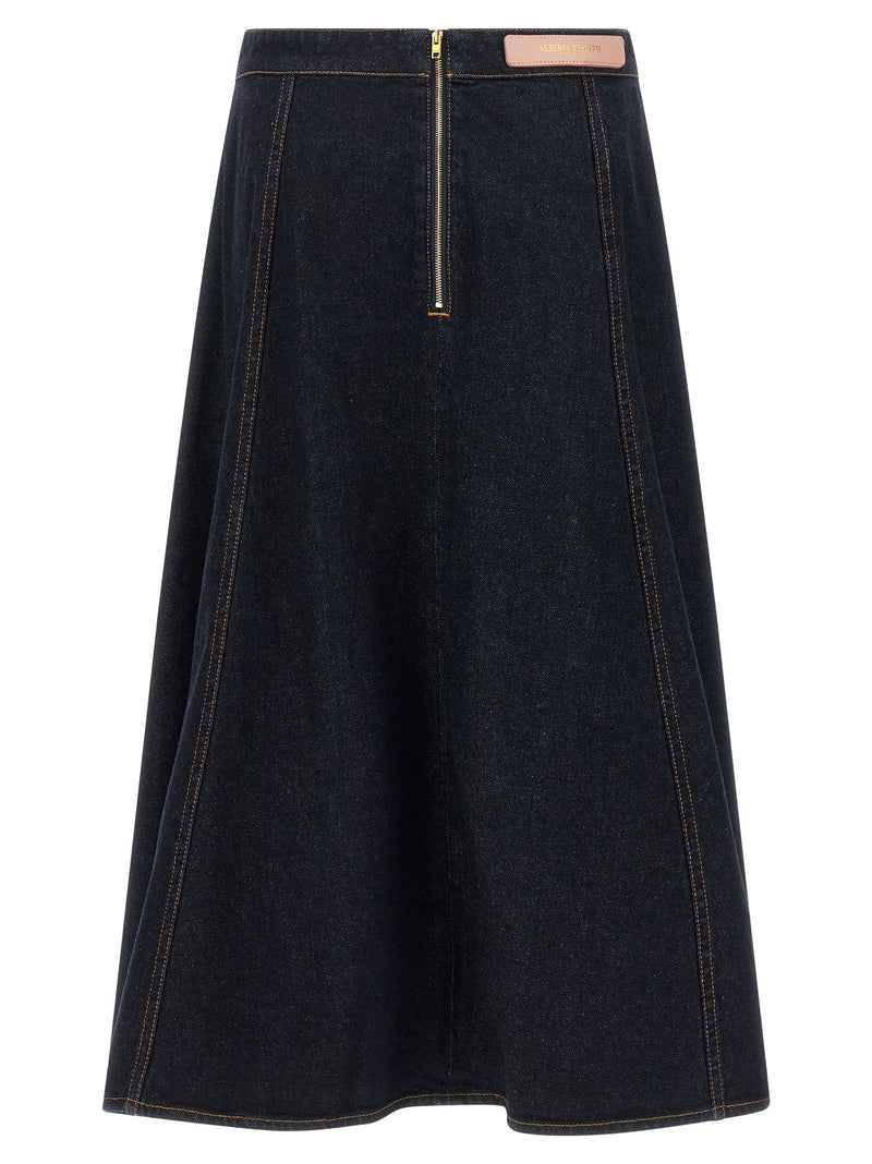 Alberta Ferretti Blue Cotton Mini Skirt