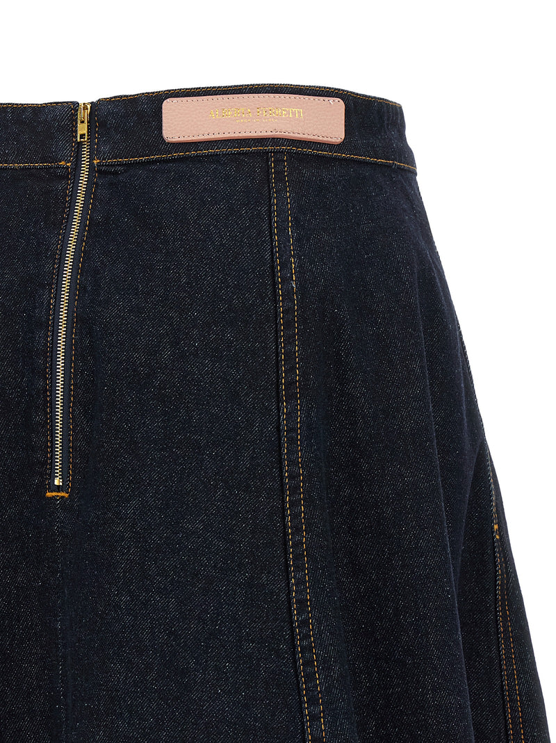Alberta Ferretti Blue Cotton Mini Skirt