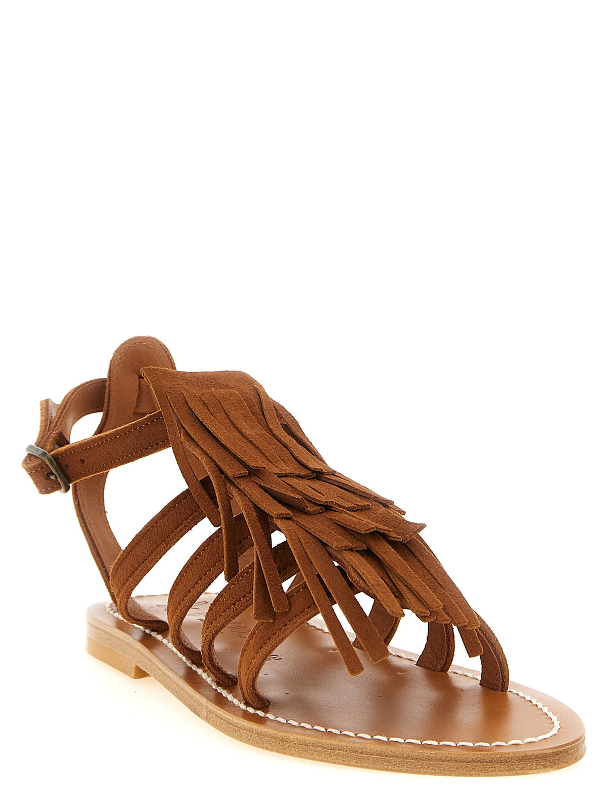K.JACQUES SAINT TROPEZ Fregate Brown Goatskin Flat Sandals