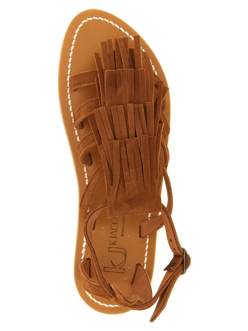 K.JACQUES SAINT TROPEZ Fregate Brown Goatskin Flat Sandals