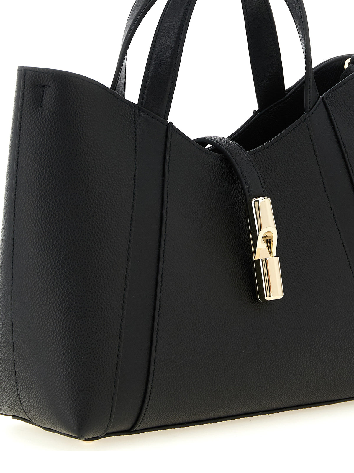 Furla Goccia S Black Calfskin Tote Bag