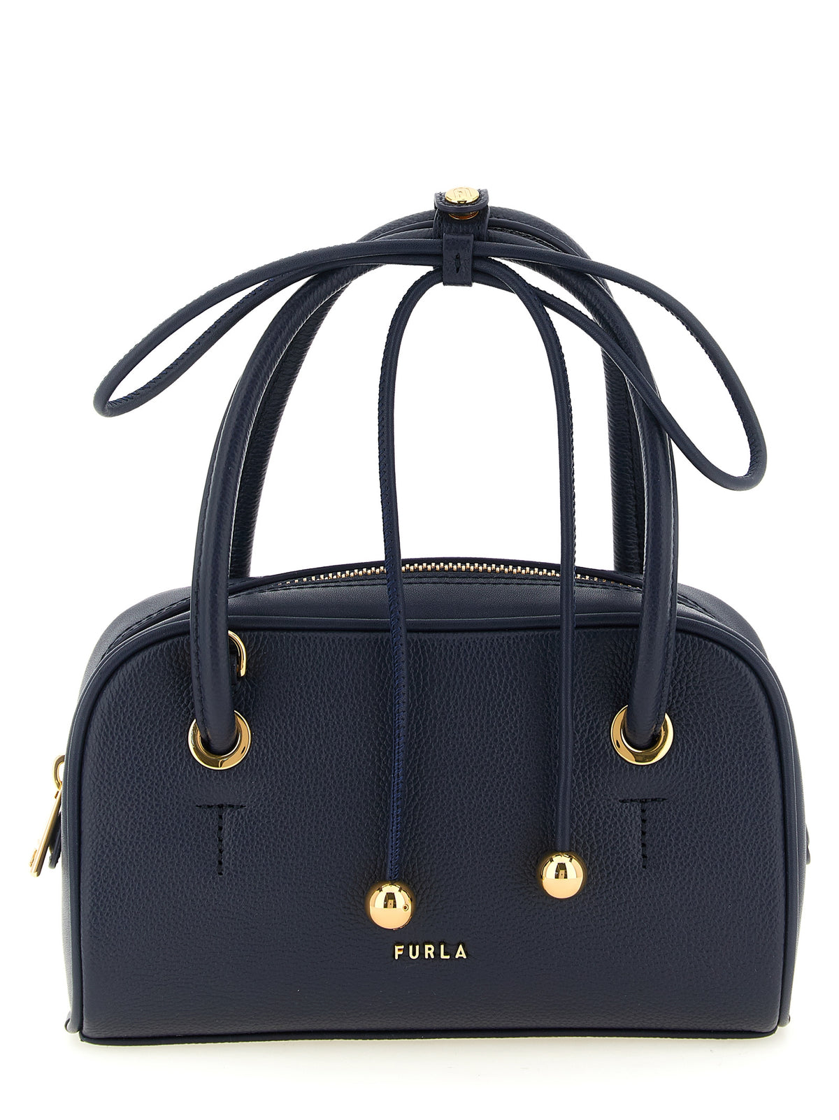 Furla Poppy S Blue Calfskin Handbag