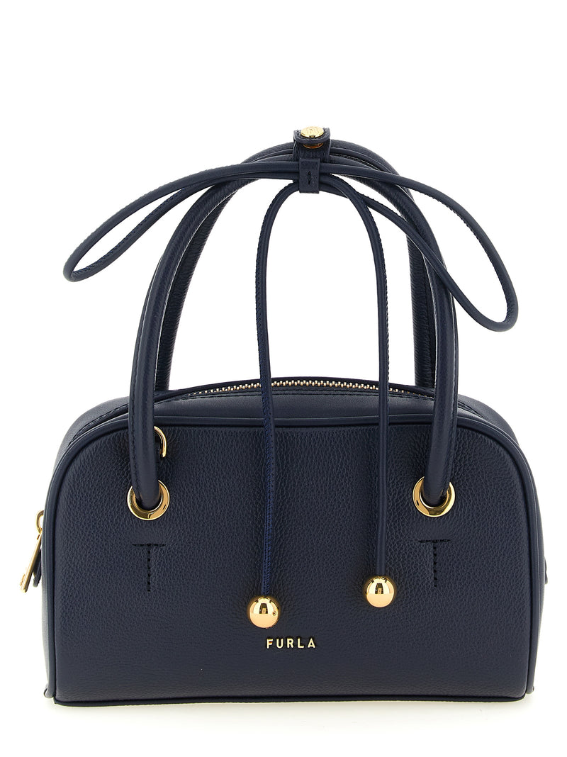 Furla Poppy S Blue Calfskin Handbag