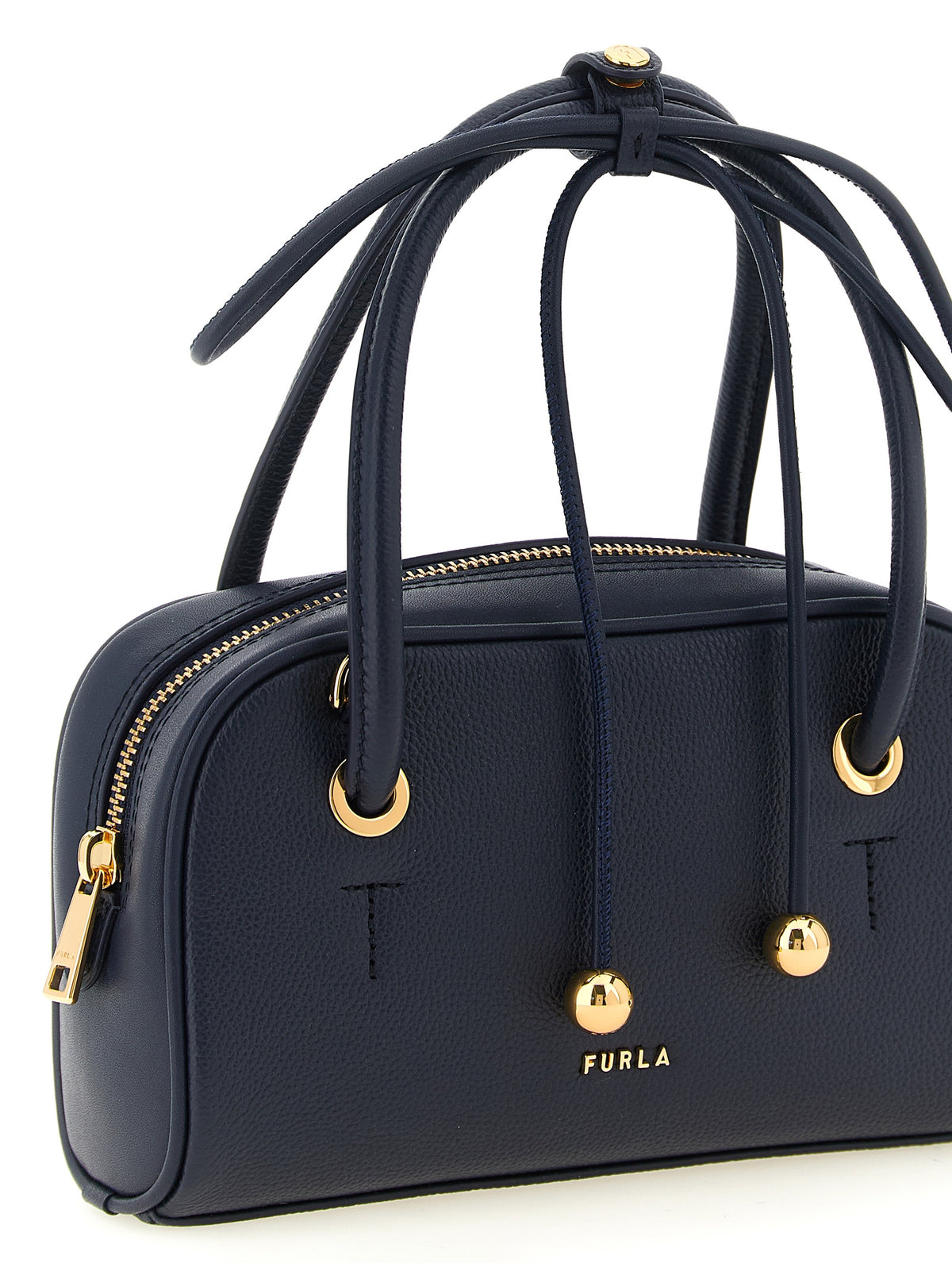 Furla Poppy S Blue Calfskin Handbag