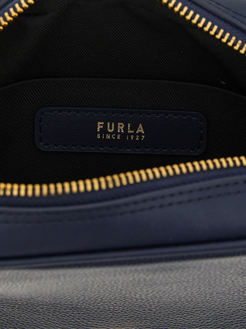 Furla Poppy S Blue Calfskin Handbag