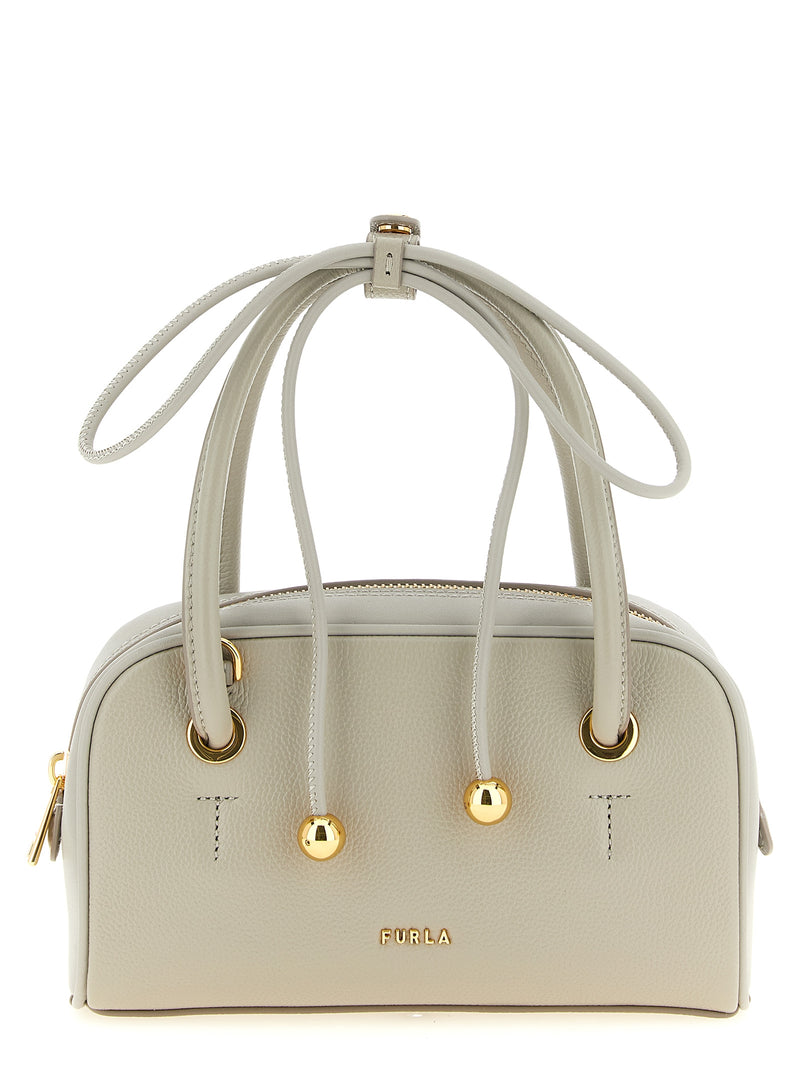 Furla Poppy S Gray Calfskin Handbag
