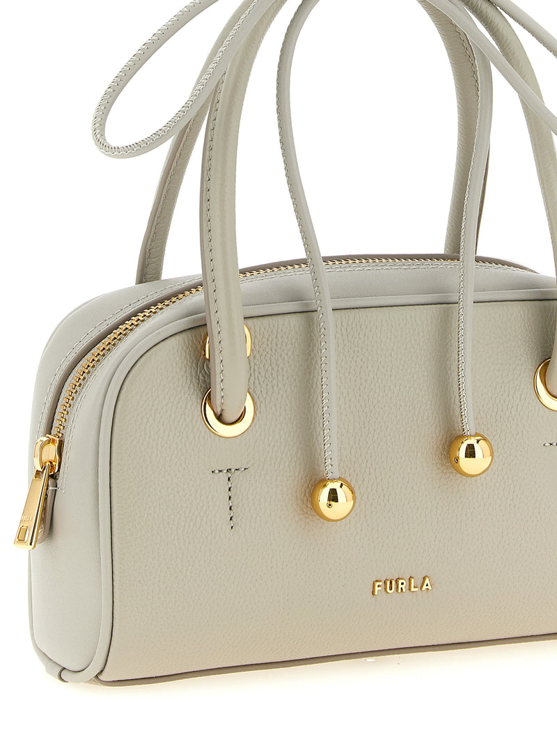 Furla Poppy S Gray Calfskin Handbag