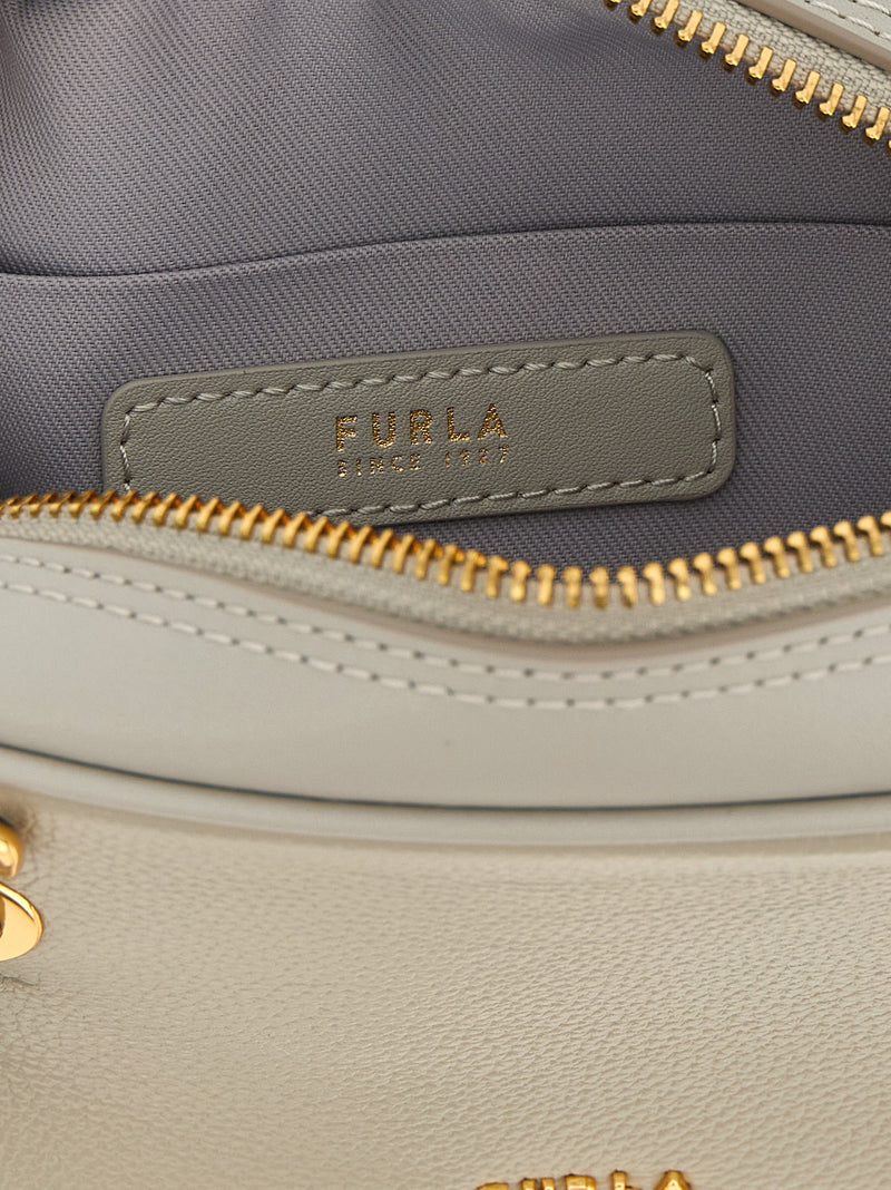 Furla Poppy S Gray Calfskin Handbag