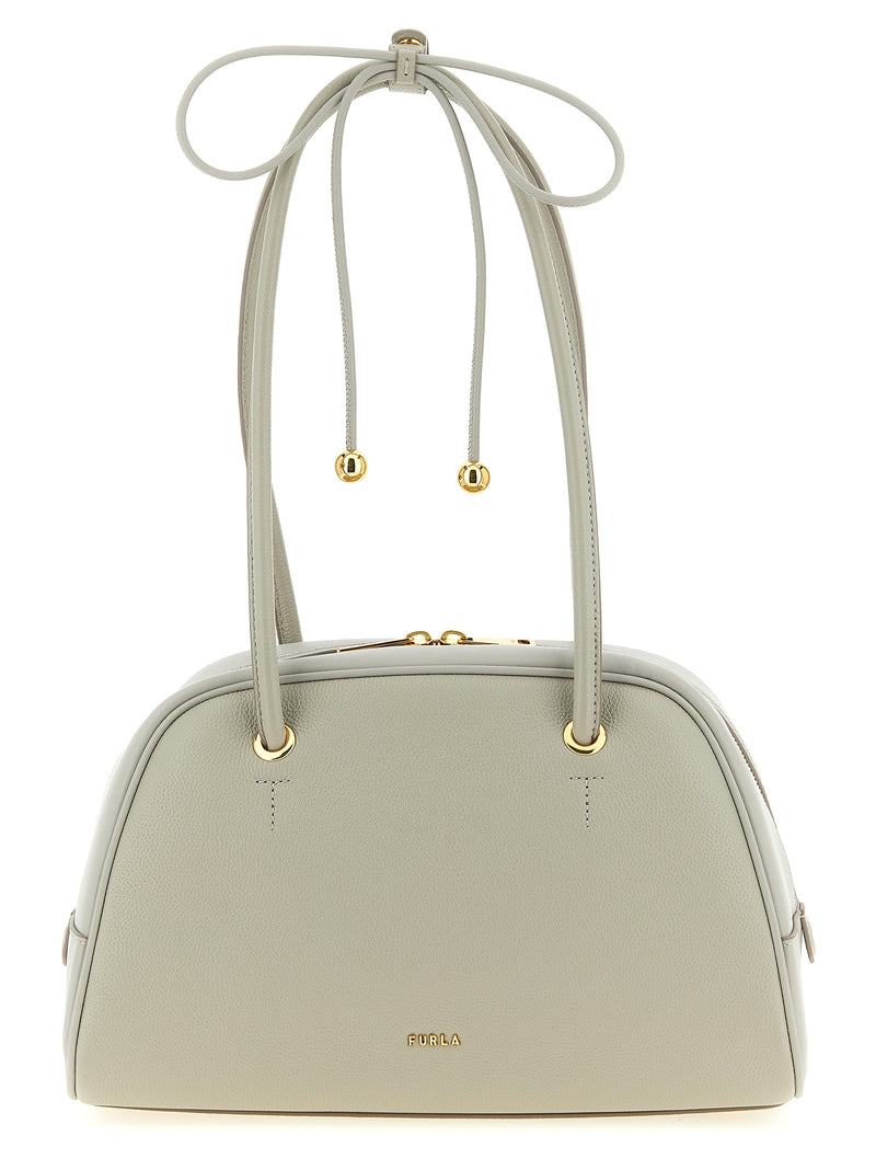 Furla Poppy M Gray Calfskin Handbag