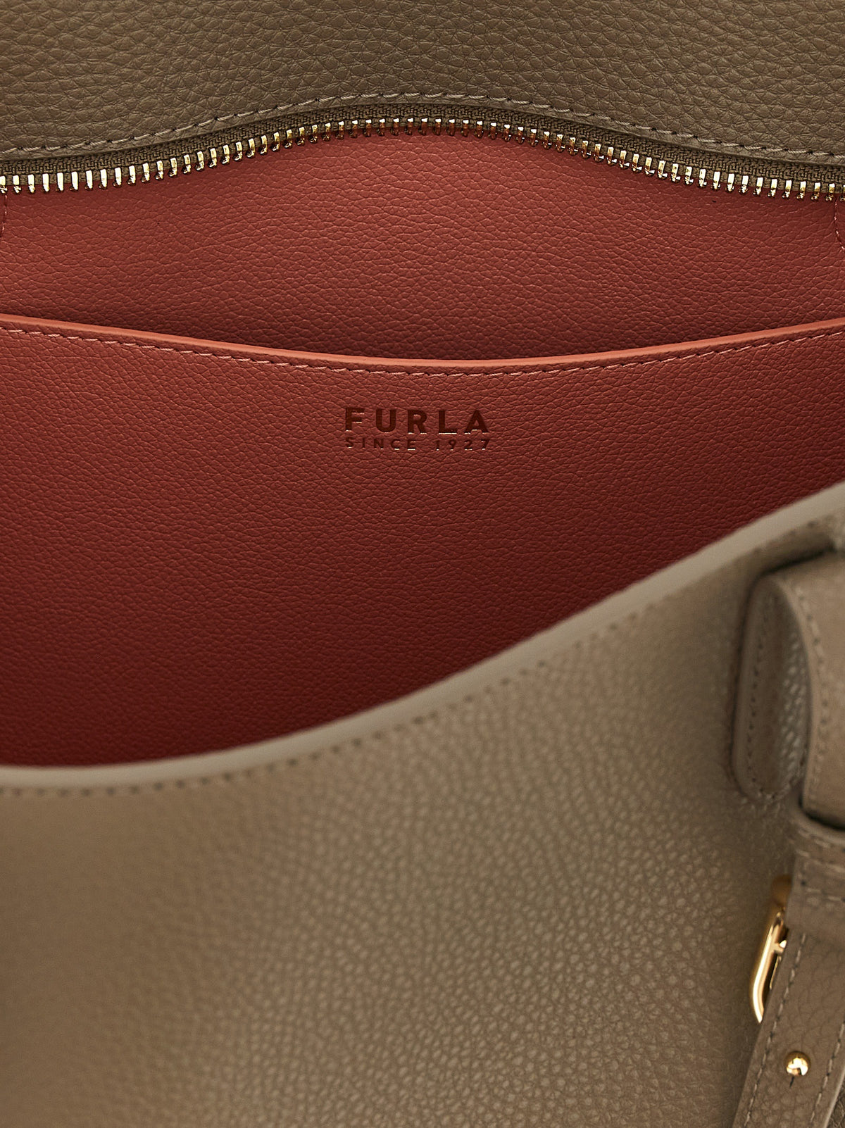 Furla Ava M Gray Calfskin Tote Bag