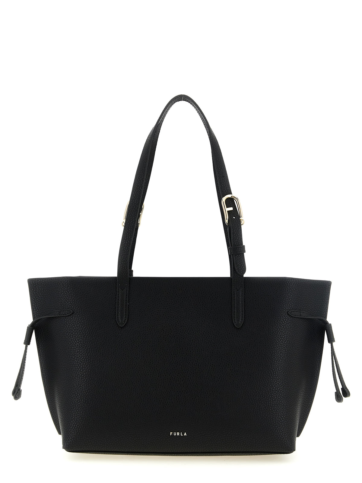 Furla Ava M Black Calfskin Tote Bag