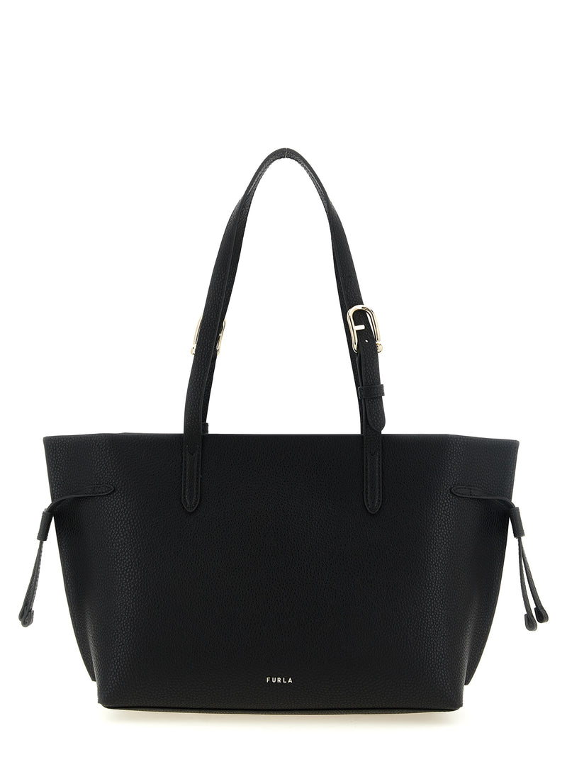 Furla Ava M Black Calfskin Tote Bag