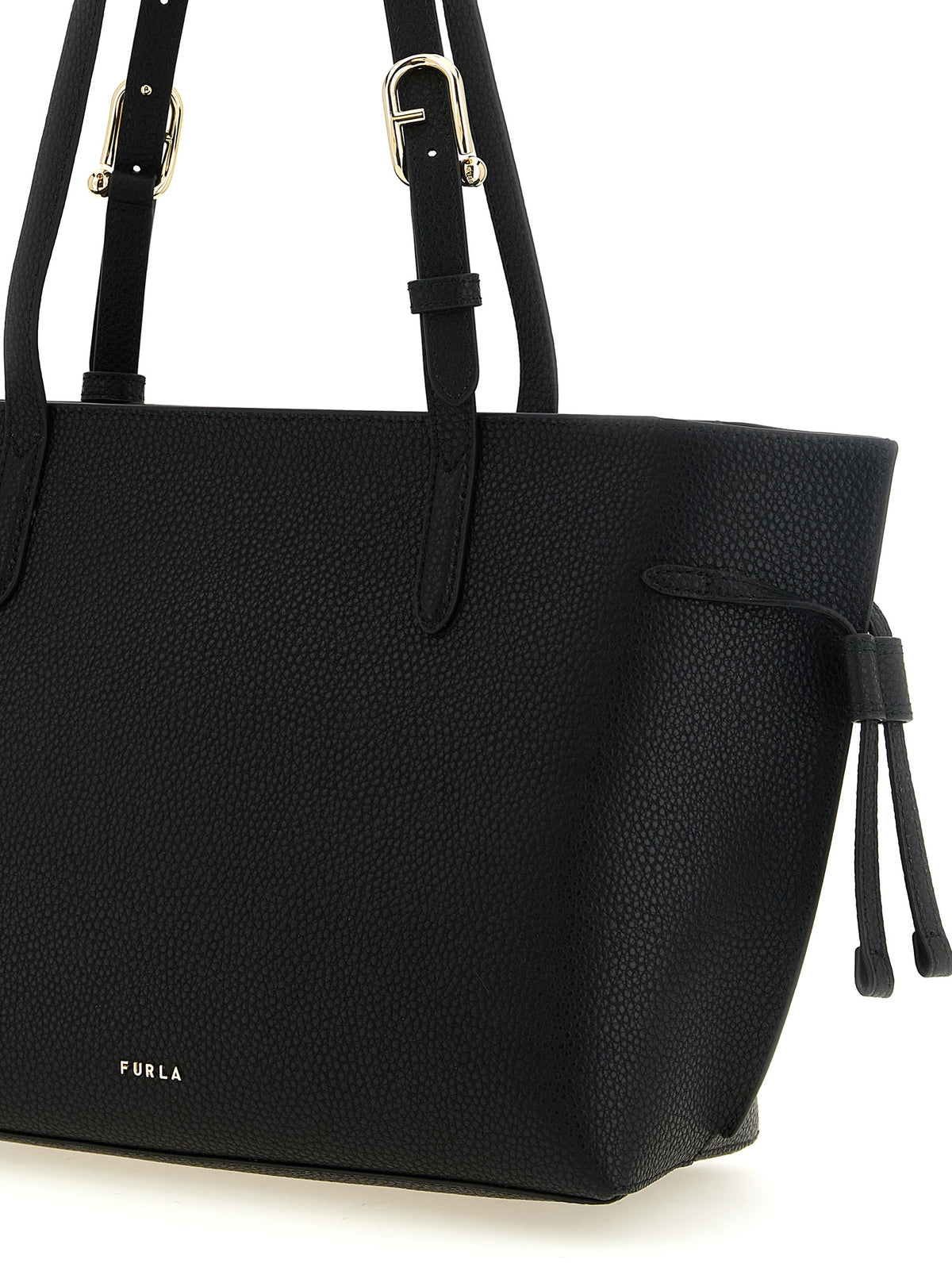 Furla Ava M Black Calfskin Tote Bag