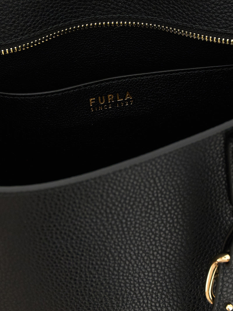 Furla Ava M Black Calfskin Tote Bag