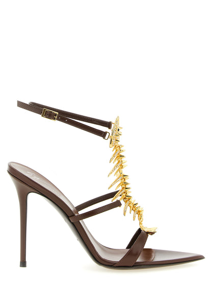 Giuseppe Zanotti Brown Lamb Leather Stiletto Heel Sandals