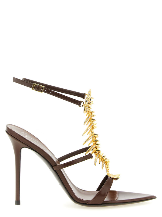 Giuseppe Zanotti Slim 2.0 Brown Lamb Leather Stiletto Heel Sandals