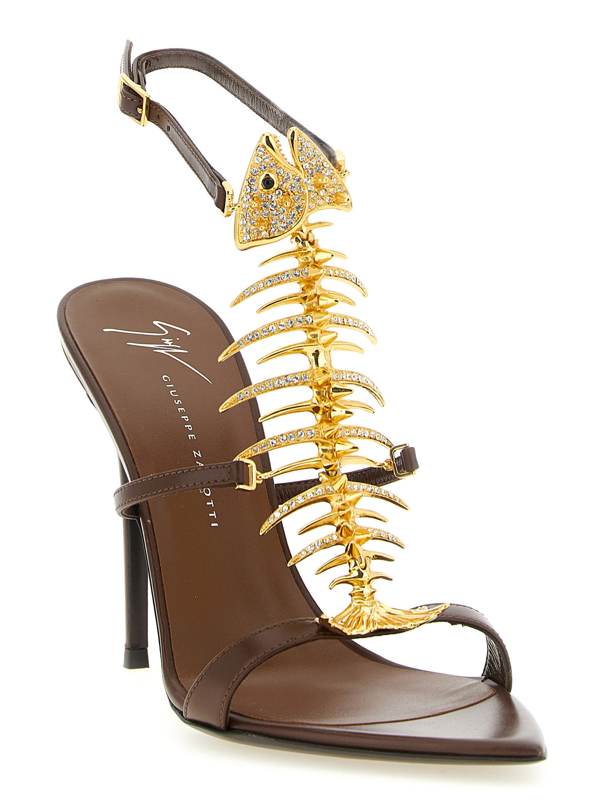 Giuseppe Zanotti Slim 2.0 Brown Lamb Leather Stiletto Heel Sandals