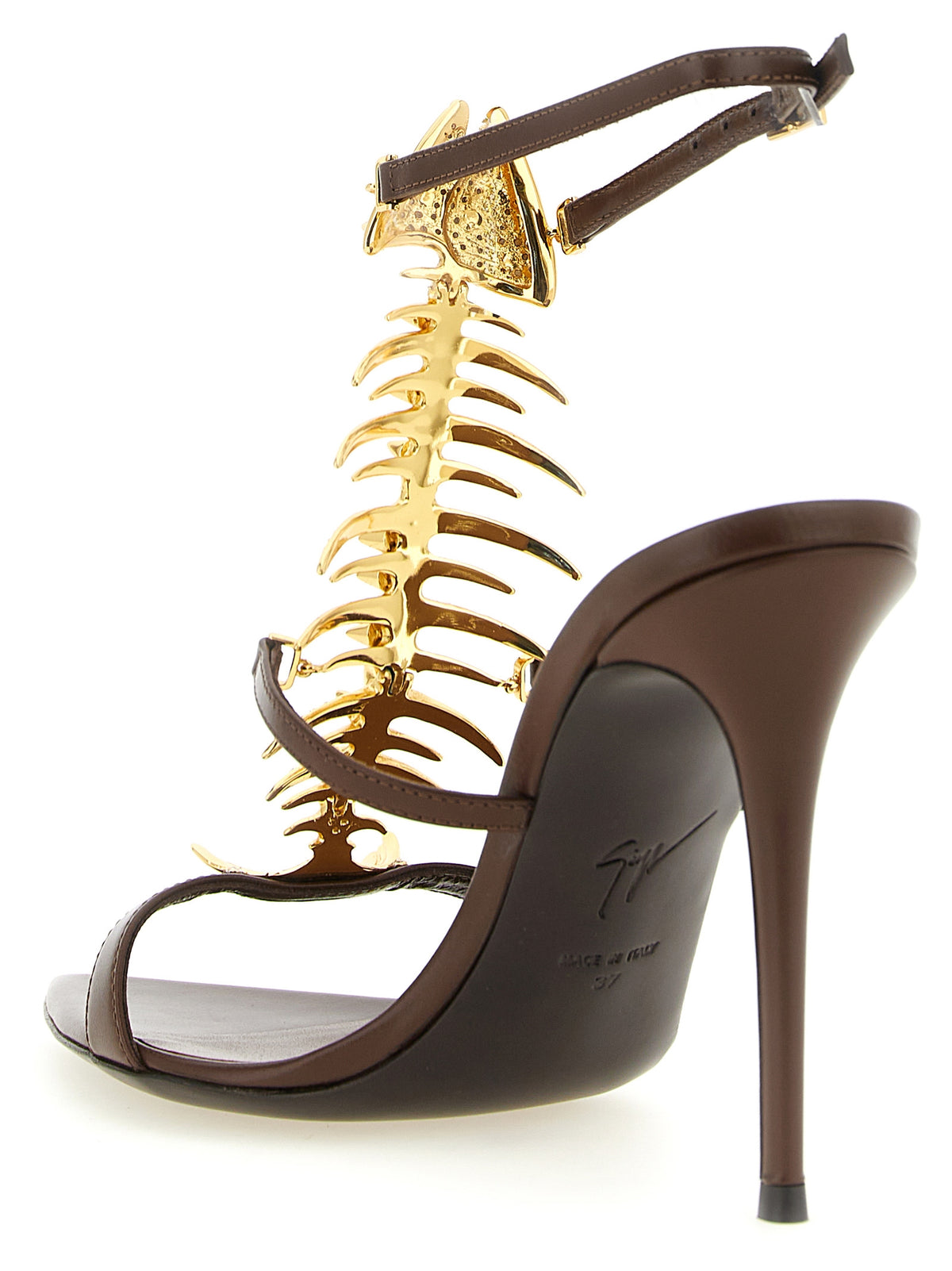 Giuseppe Zanotti Slim 2.0 Brown Lamb Leather Stiletto Heel Sandals