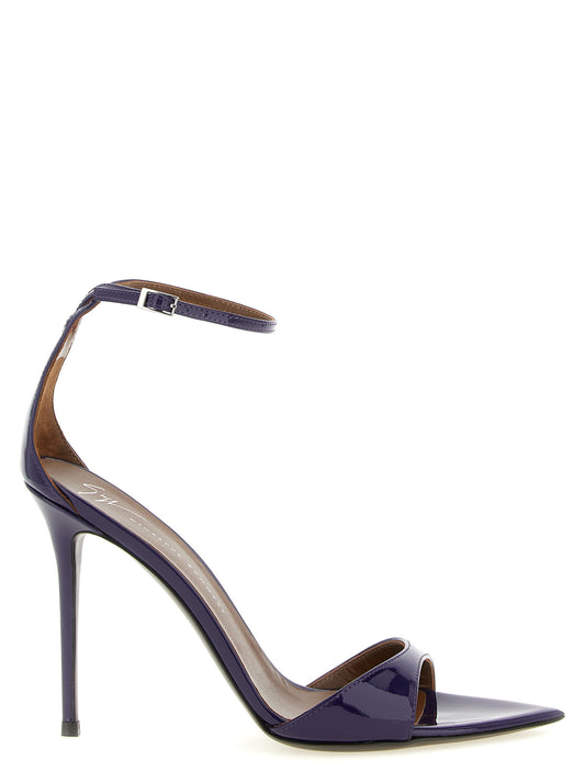 Giuseppe Zanotti Intriigo Strap Purple Calfskin Stiletto Sandals