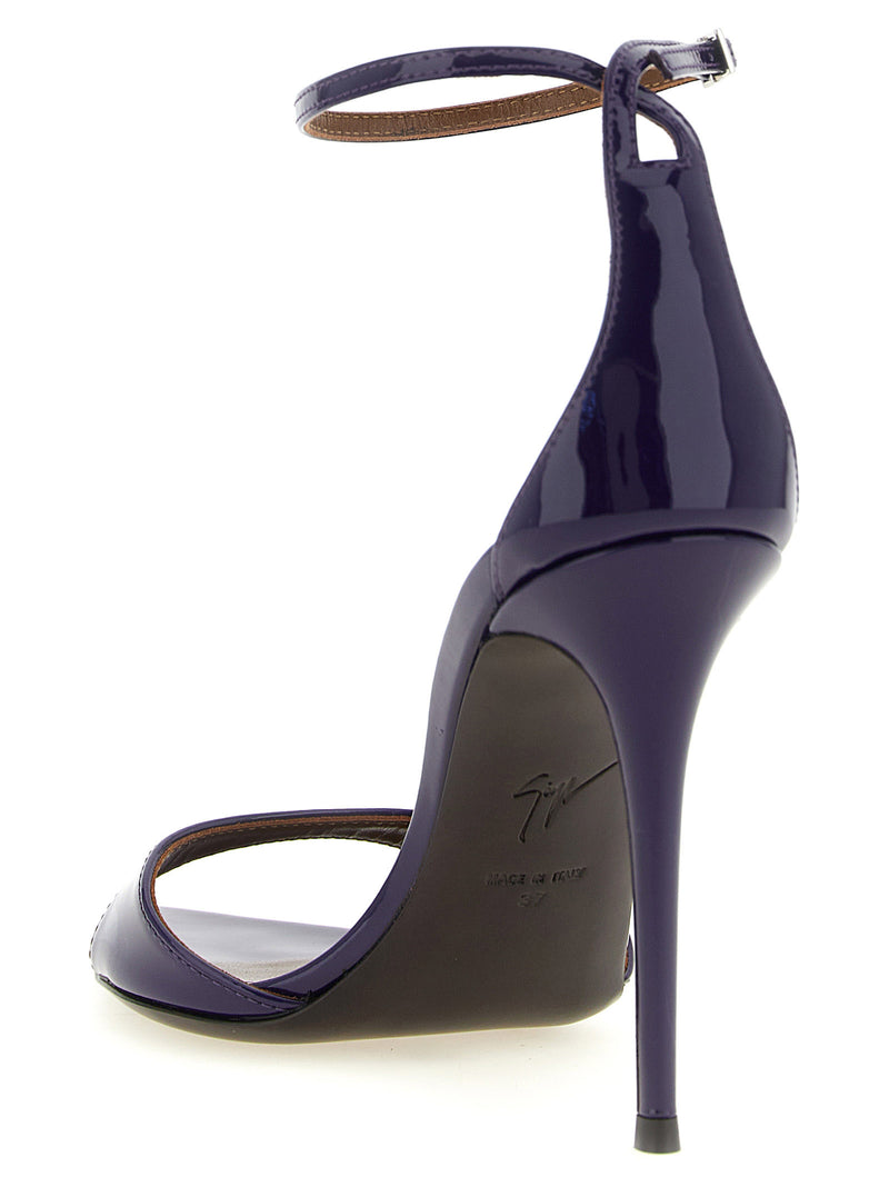 Giuseppe Zanotti Intriigo Strap Purple Calfskin Stiletto Sandals