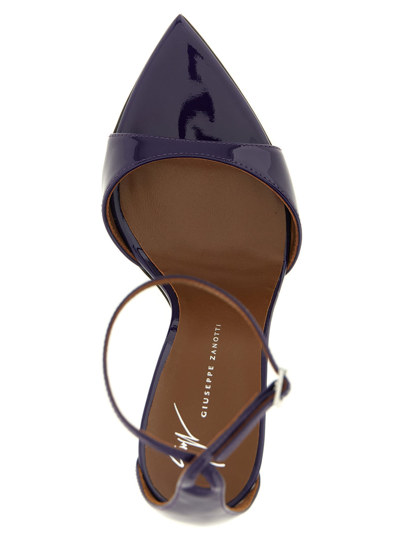 Giuseppe Zanotti Intriigo Strap Purple Calfskin Stiletto Sandals