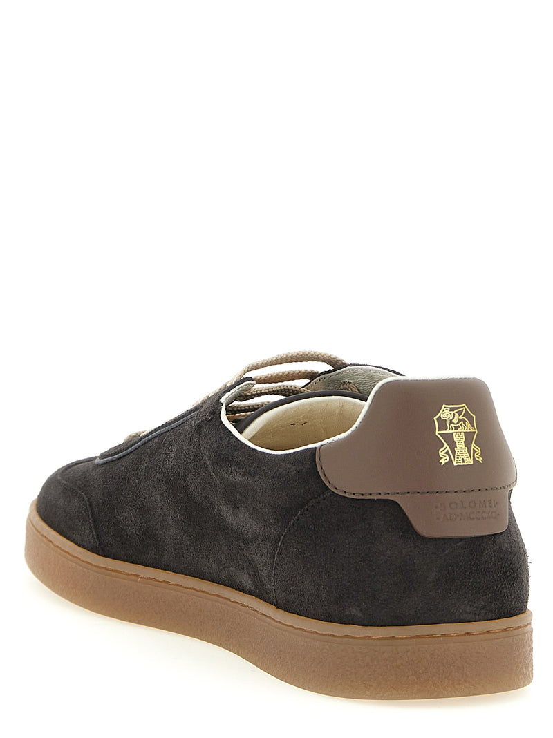Brunello Cucinelli Gray Calfskin Low Top Sneakers for Men