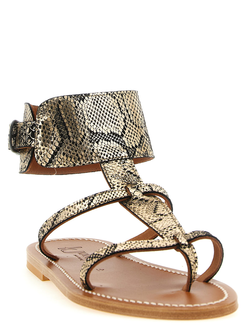 K.JACQUES SAINT TROPEZ Gray Goatskin Flat Sandals - Caravelle Model