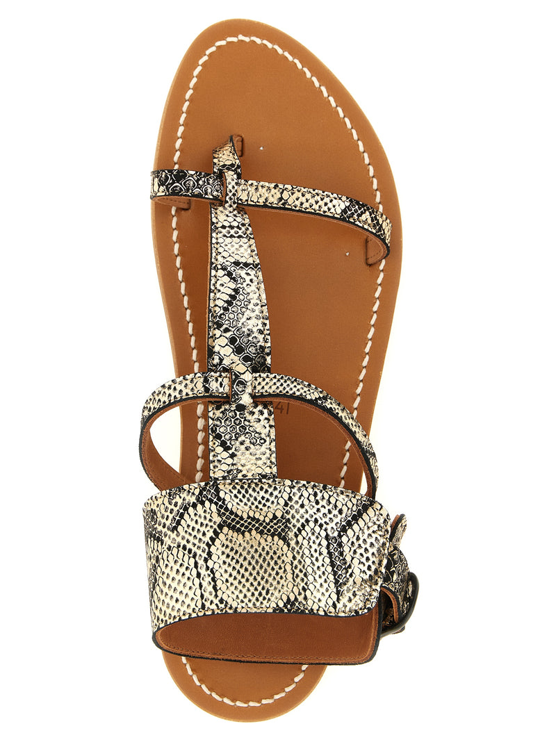 K.JACQUES SAINT TROPEZ Gray Goatskin Flat Sandals - Caravelle Model