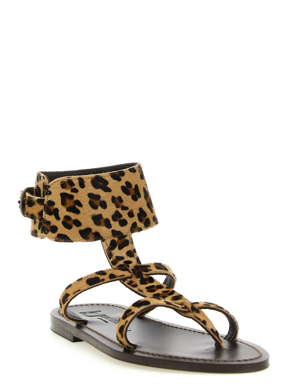 K.JACQUES SAINT TROPEZ Caravelle Brown Cowhide Flat Sandals