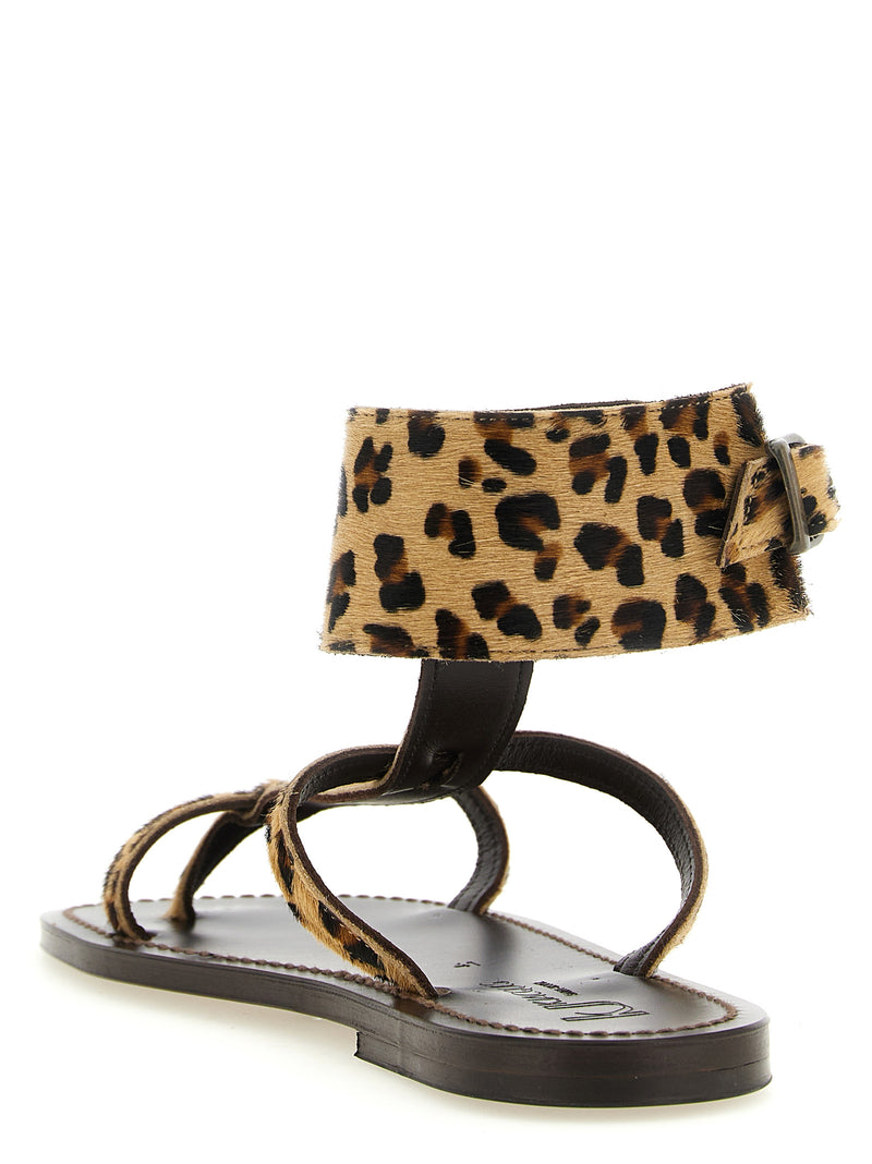 K.JACQUES SAINT TROPEZ Caravelle Brown Cowhide Flat Sandals
