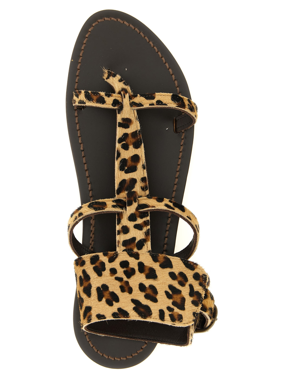 K.JACQUES SAINT TROPEZ Caravelle Brown Cowhide Flat Sandals