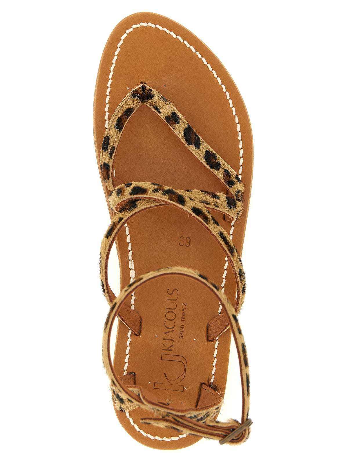 K.JACQUES SAINT TROPEZ Epicure Brown Cowhide Flat Sandals