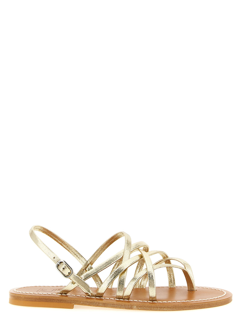 K.JACQUES SAINT TROPEZ Gold Calfskin Flat Sandals - Pandora