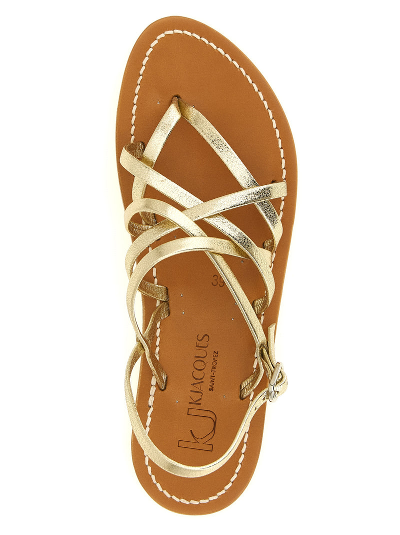 K.JACQUES SAINT TROPEZ Gold Calfskin Flat Sandals - Pandora
