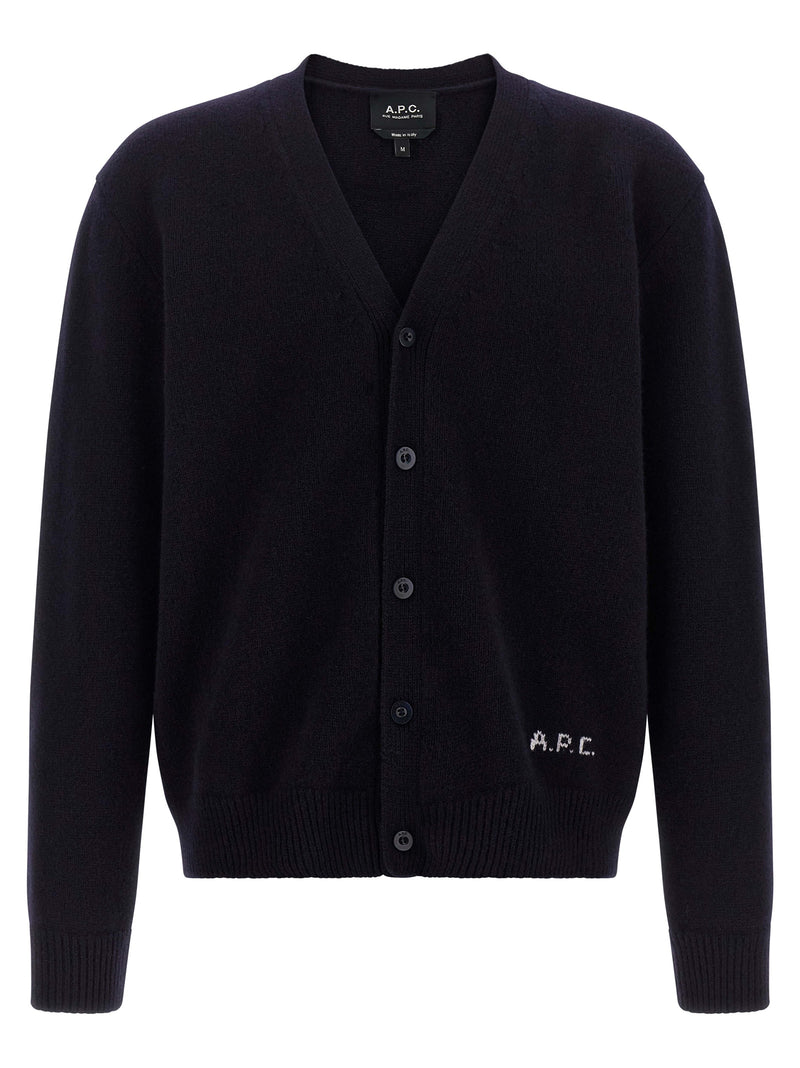 A.P.C. Kevin Blue Wool Cardigan for Men