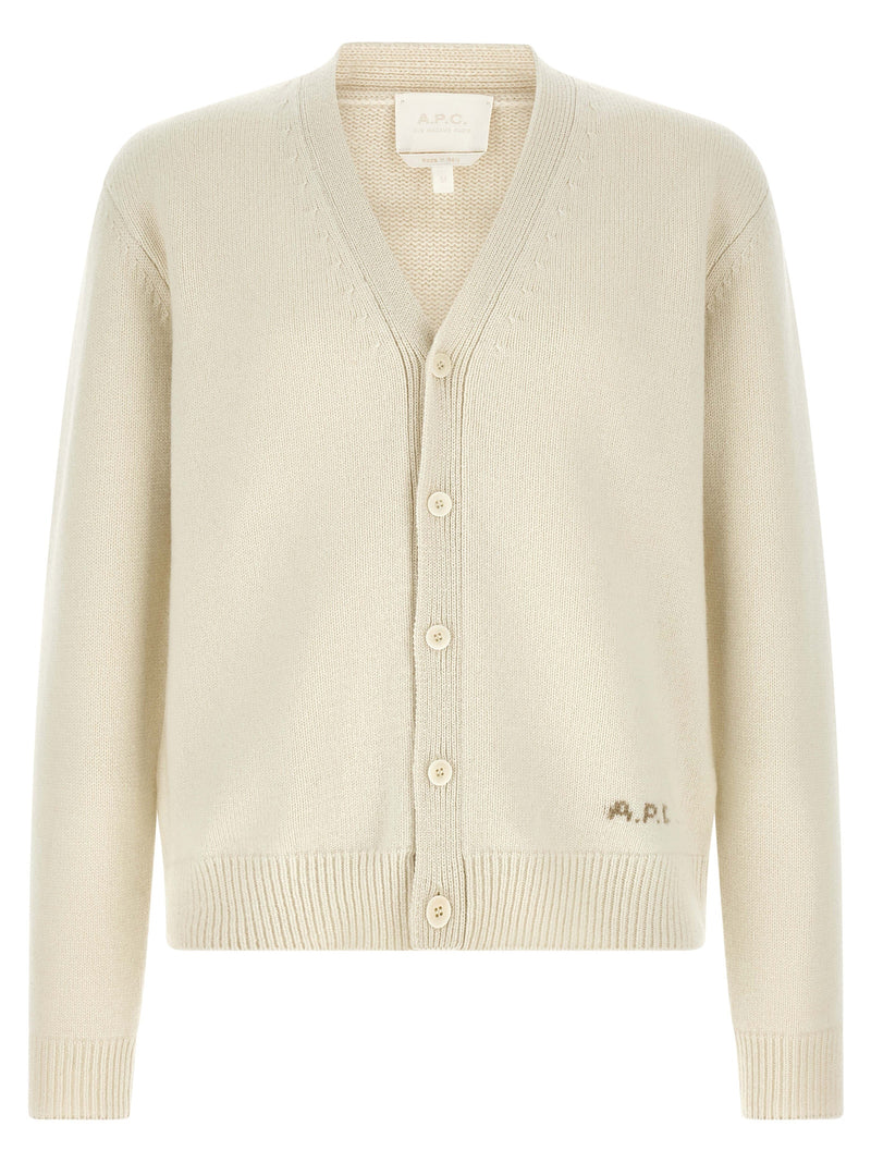 A.P.C. Kevin White Wool Cardigan