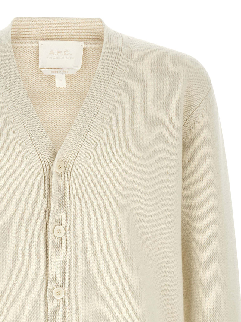 A.P.C. Kevin White Wool Cardigan