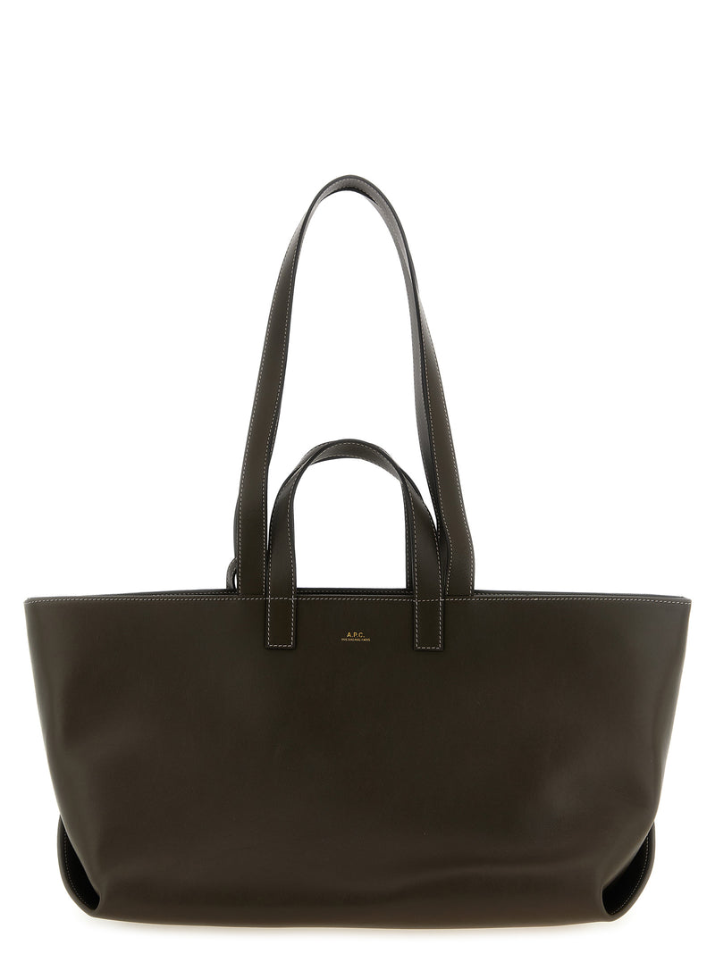 A.P.C. Le Drummer Brown Cowhide Tote Bag