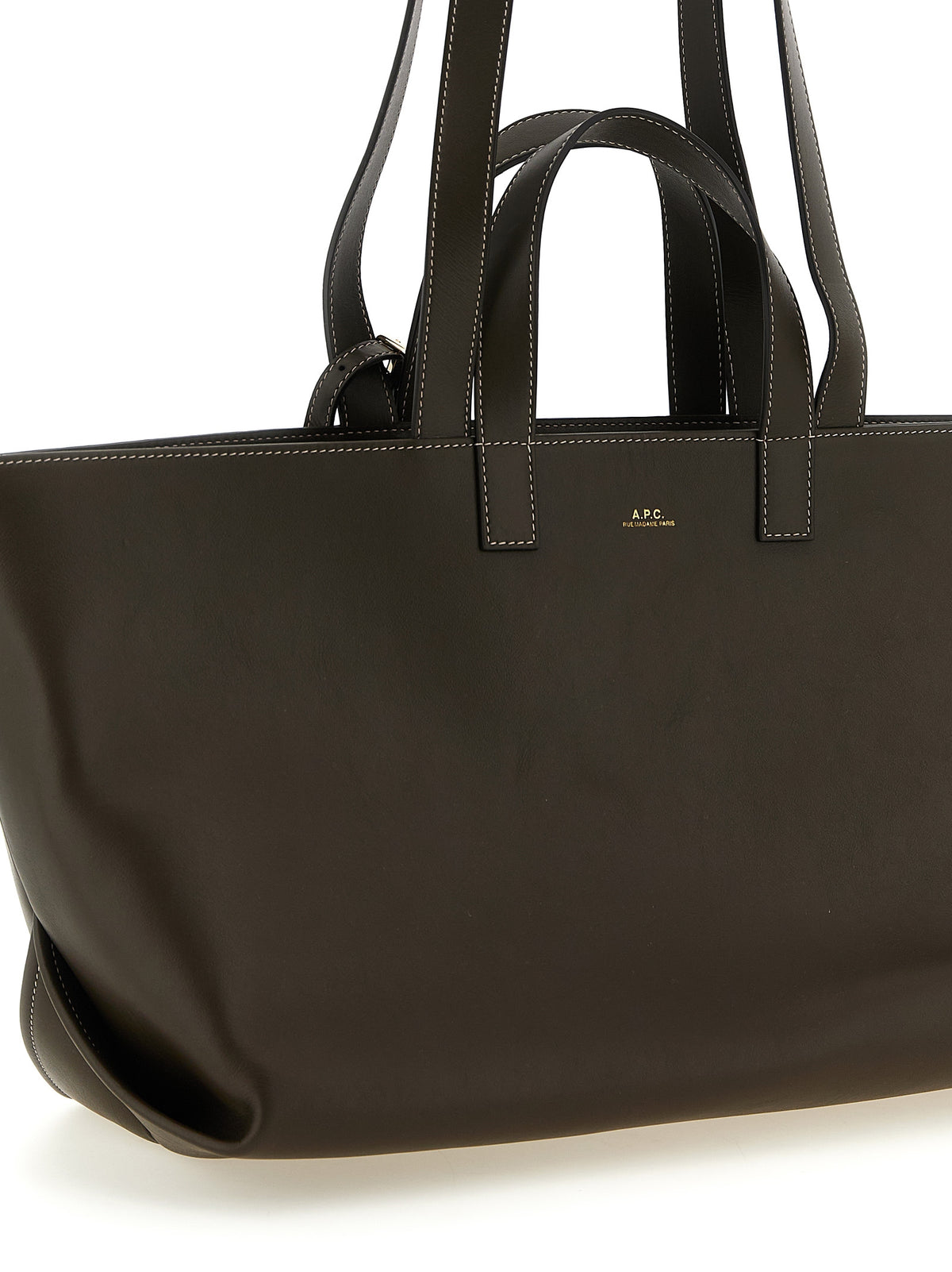 A.P.C. Le Drummer Brown Cowhide Tote Bag