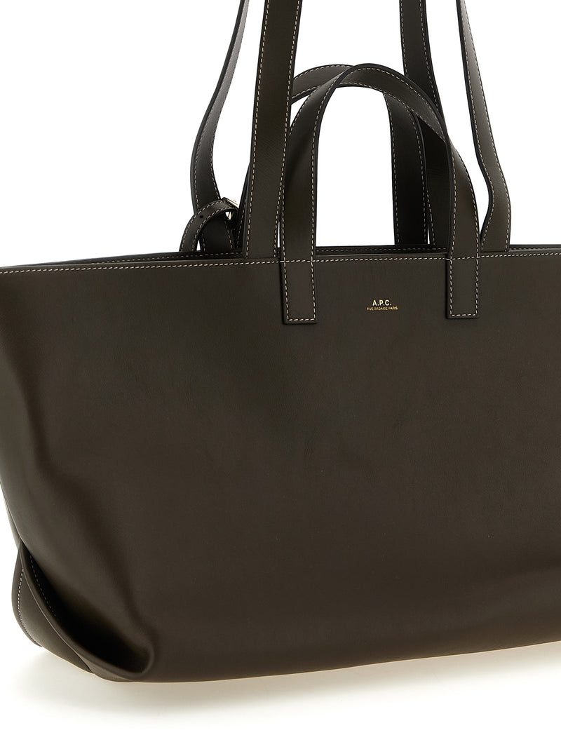 A.P.C. Le Drummer Brown Cowhide Tote Bag